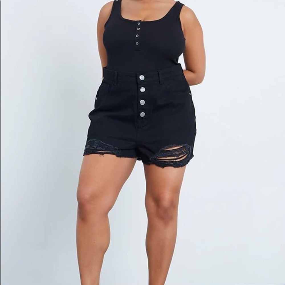 Black Plus Size Scoop Neck Rib Bodysuit